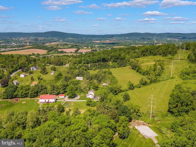 birds eye view of property with a mountain view