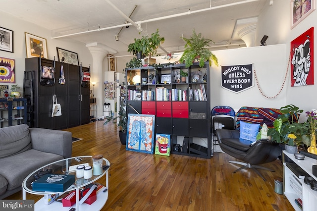 living room with wood-type flooring