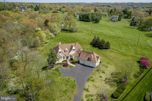 aerial view featuring a rural view