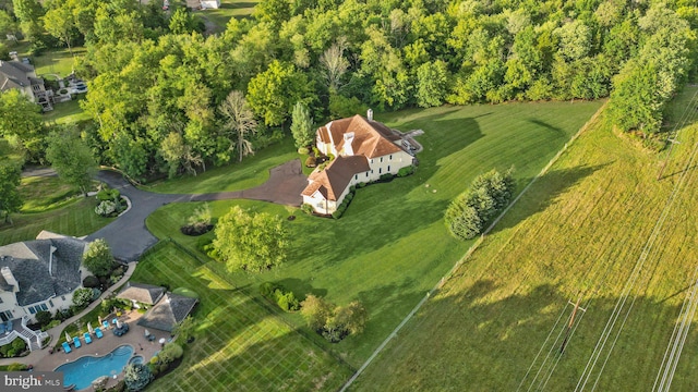 drone / aerial view featuring a rural view