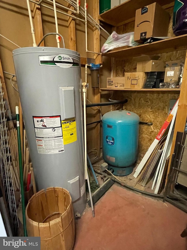 utility room with electric water heater