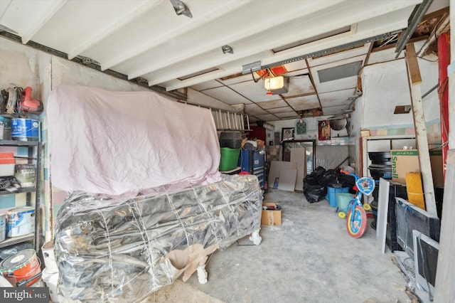 garage with a garage door opener