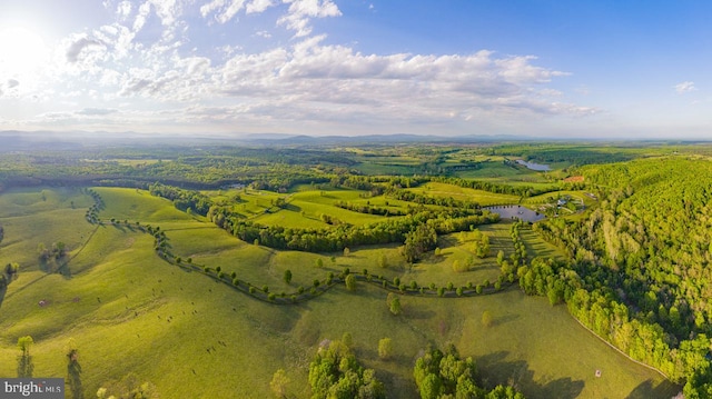 aerial view with a rural view