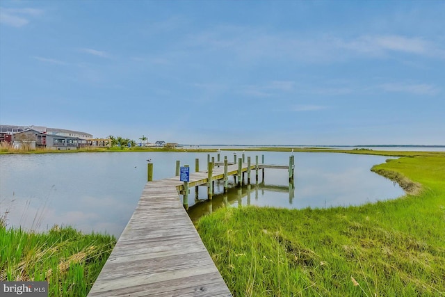 view of dock featuring a water view