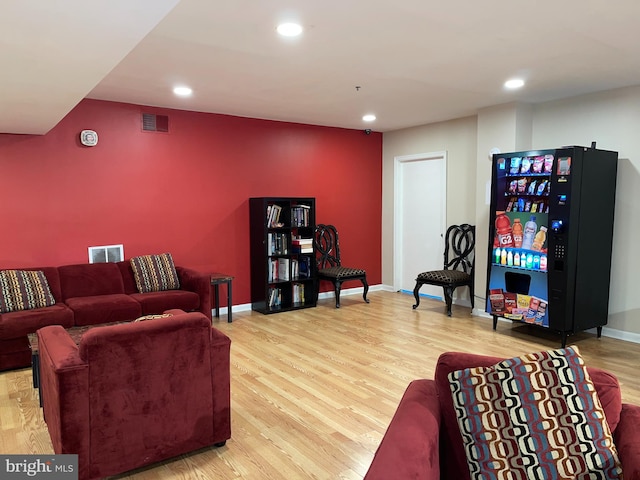 living room with wood-type flooring