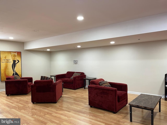 living room featuring light wood-type flooring