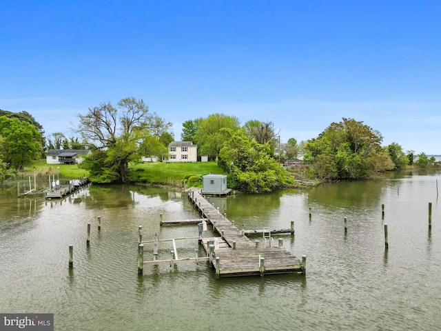 dock area with a water view