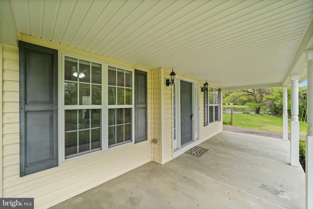 view of terrace with a porch