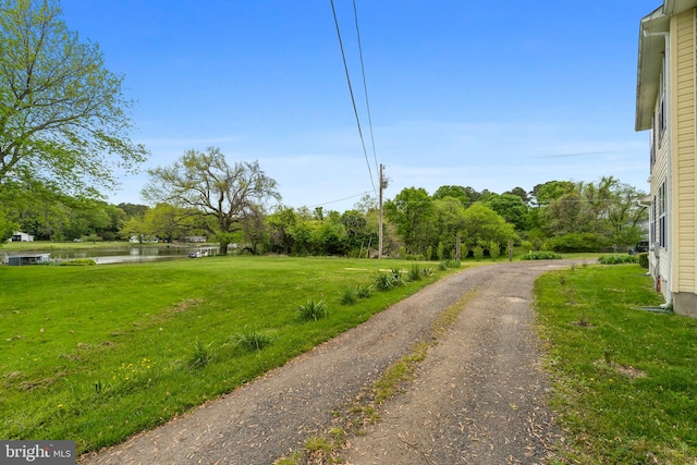 view of street featuring a water view