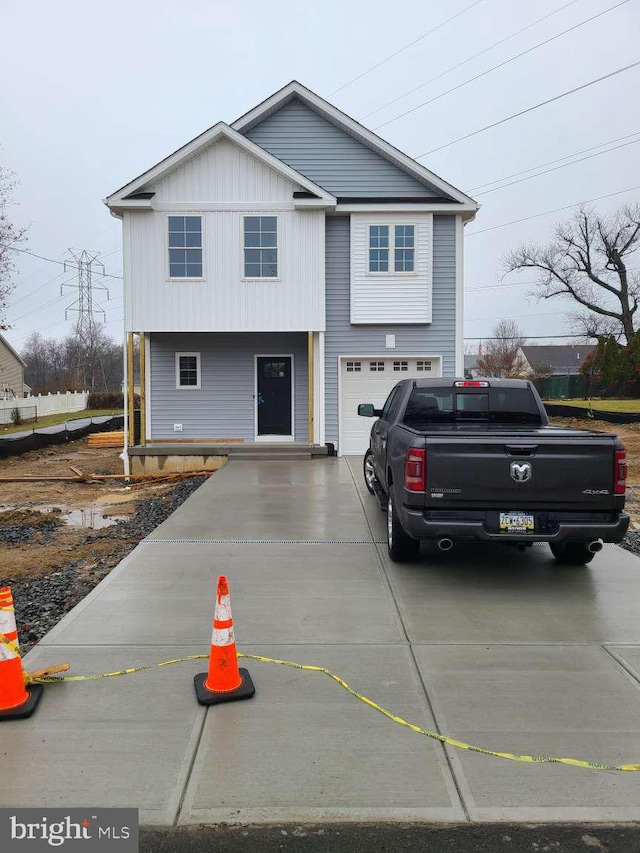 view of property featuring a garage