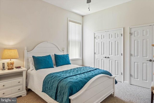 carpeted bedroom with multiple windows