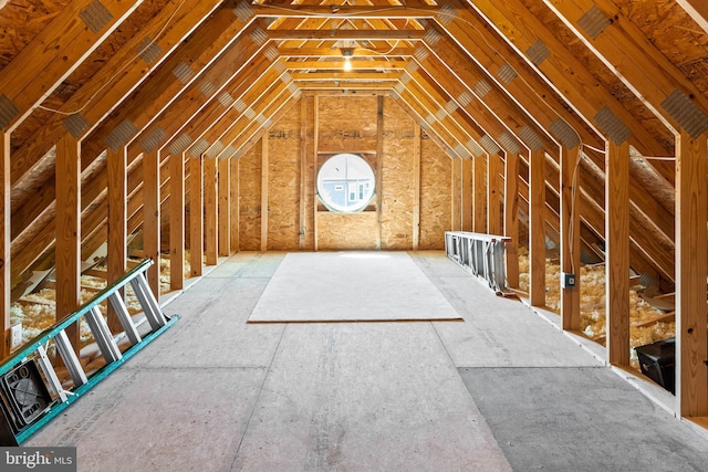 view of unfinished attic