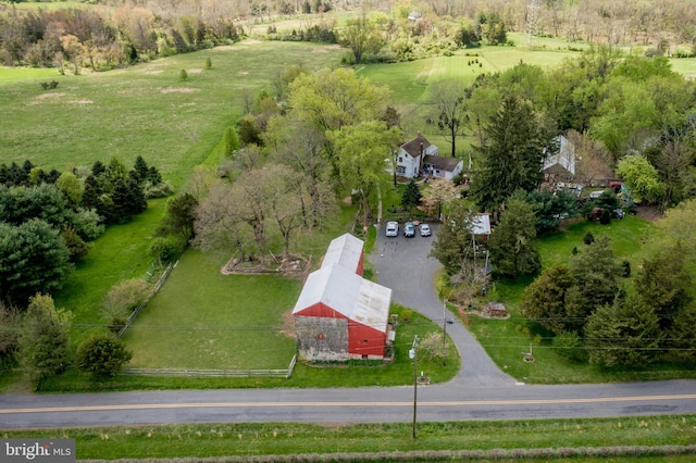 bird's eye view featuring a rural view