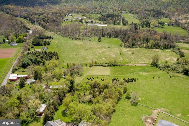 aerial view with a rural view