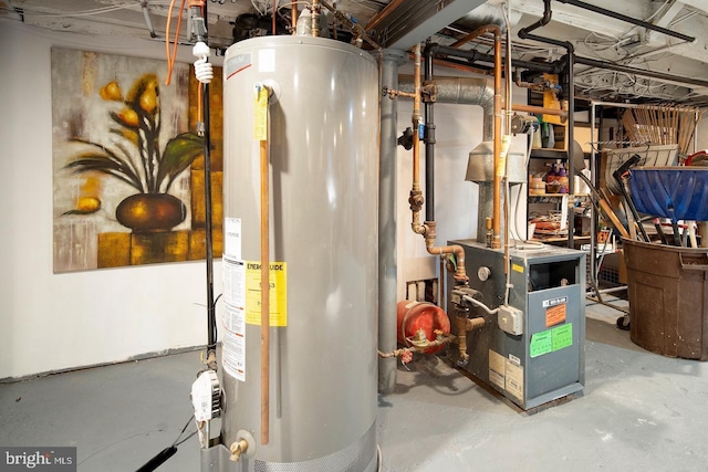 utility room with water heater