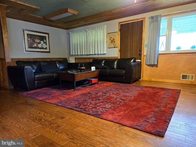 living room with hardwood / wood-style flooring