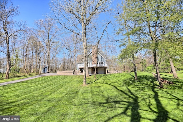 view of yard with a deck