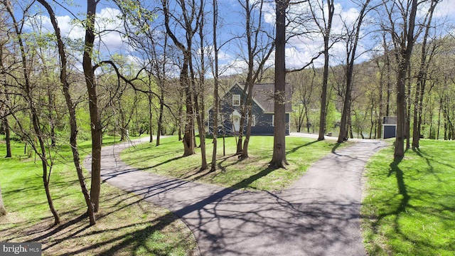 view of home's community featuring a lawn