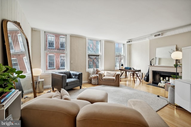 living room featuring light hardwood / wood-style flooring