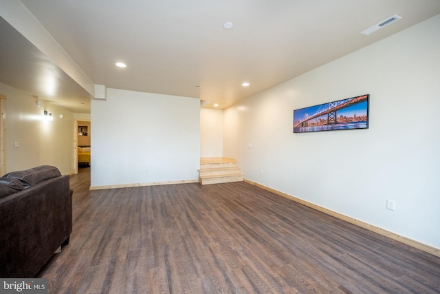 interior space with dark wood-type flooring