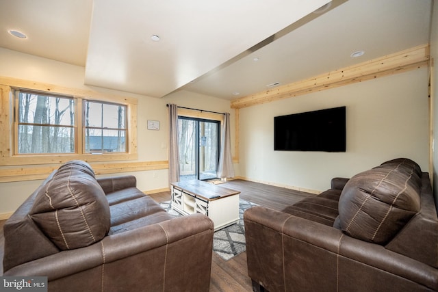 living room with hardwood / wood-style flooring