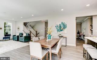 4712 Carroll Manor Rd, Baldwin, MD 21013 - dining space featuring stairway, recessed lighting, light wood finished floors, and baseboards