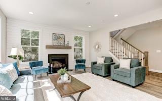 living room with hardwood / wood-style flooring