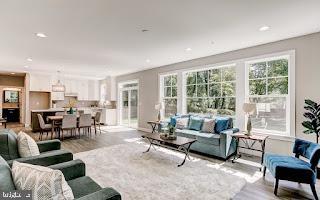 living room featuring light wood-type flooring