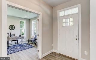 entrance foyer with hardwood / wood-style floors