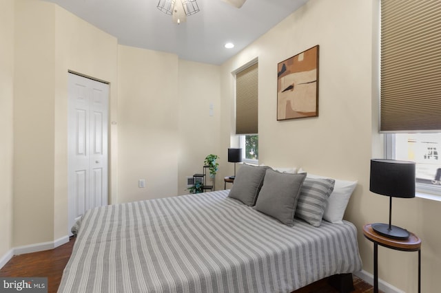 bedroom featuring dark wood-type flooring