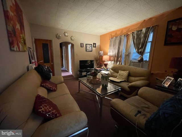 living room with carpet flooring