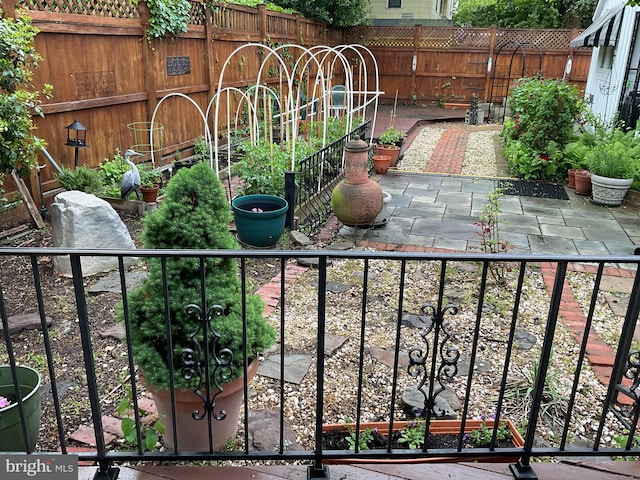 balcony with a patio area