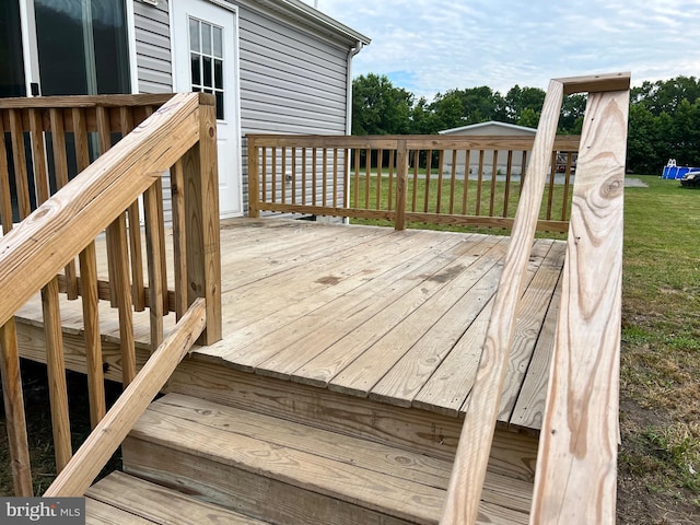 deck with a lawn