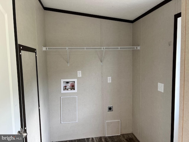 laundry room featuring dark hardwood / wood-style floors, hookup for an electric dryer, and hookup for a washing machine