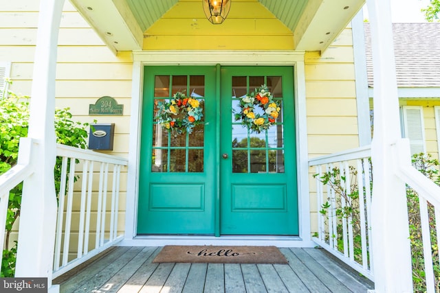 entrance to property with french doors