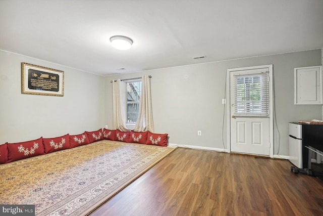 interior space with hardwood / wood-style floors