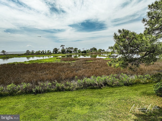 view of yard featuring a water view