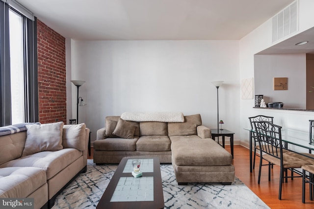 living room with light wood-type flooring