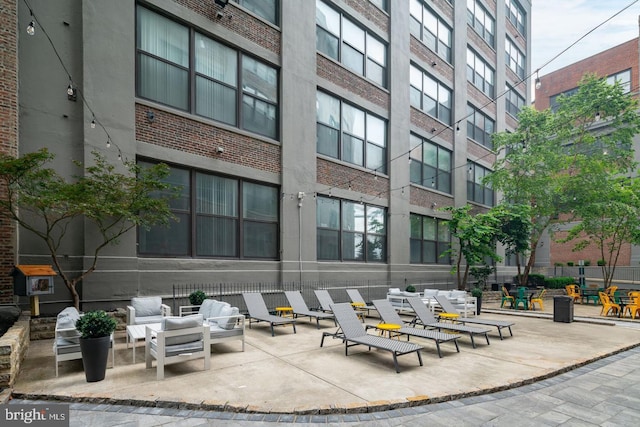 exterior space featuring an outdoor living space