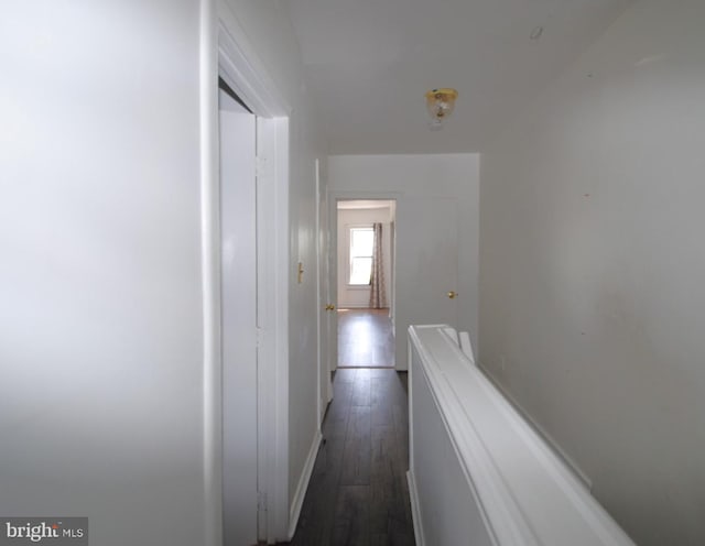 hall with dark wood-type flooring