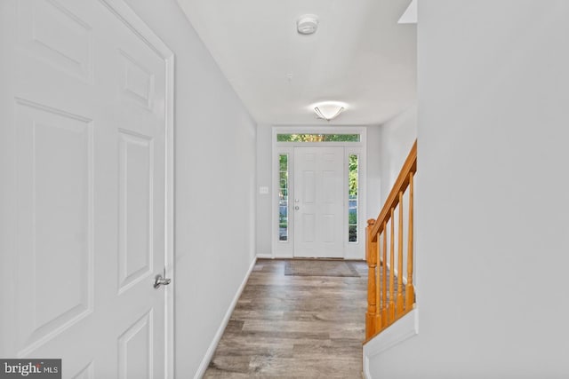 foyer featuring hardwood / wood-style floors