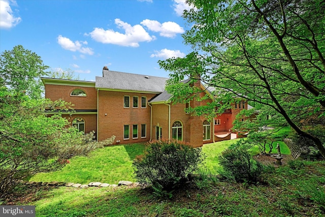 back of house featuring a yard