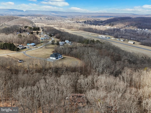 aerial view featuring a mountain view