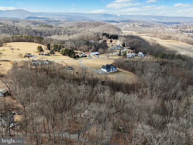 bird's eye view with a mountain view