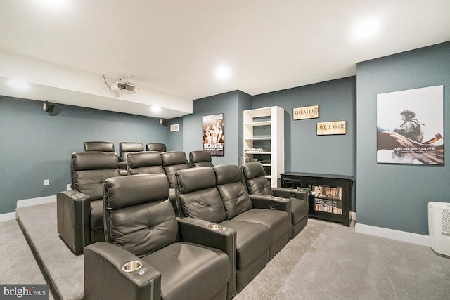 view of carpeted home theater room