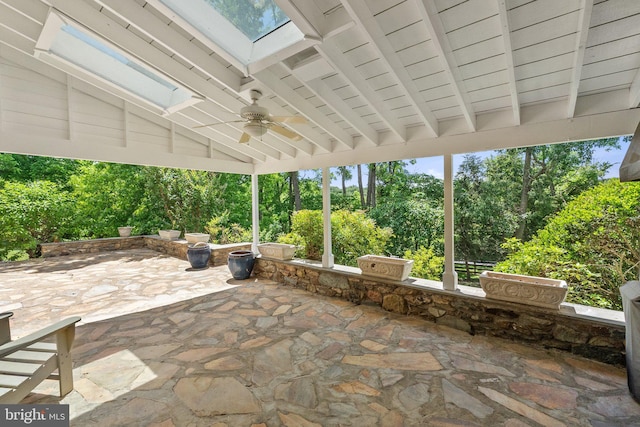 view of patio / terrace featuring ceiling fan