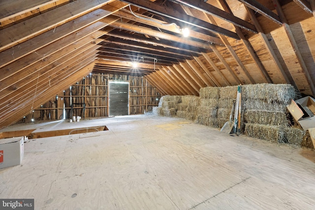 view of unfinished attic