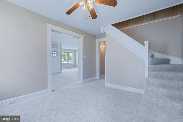 1722 Selma Ave, Halethorpe, MD 21227 - staircase with a ceiling fan and carpet flooring