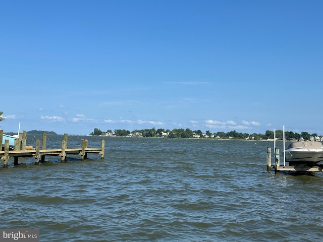 dock area featuring a water view