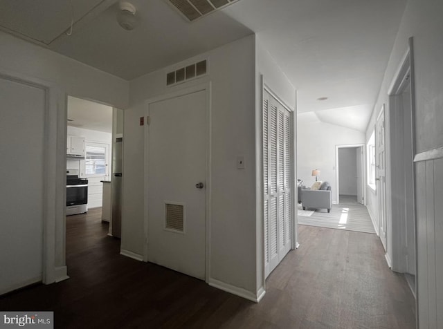 hall featuring dark hardwood / wood-style flooring